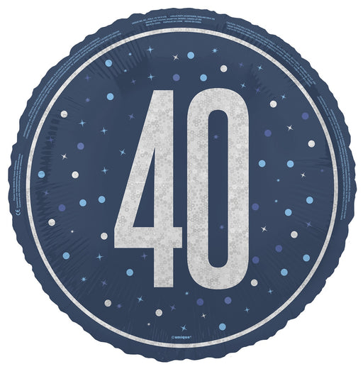 45cm blue 40th birthday foil balloon