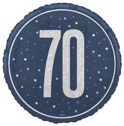 45cm blue 70th birthday foil balloon