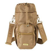 Beige latte crossbody insulated bottle holder with strap – thumbnail