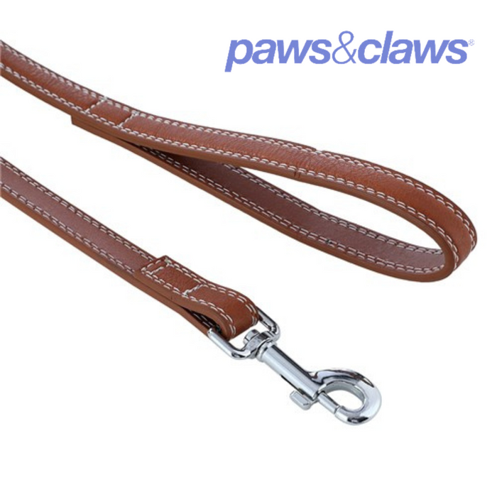 Dog Lead Leather Look Padded W/ Stitch Detail