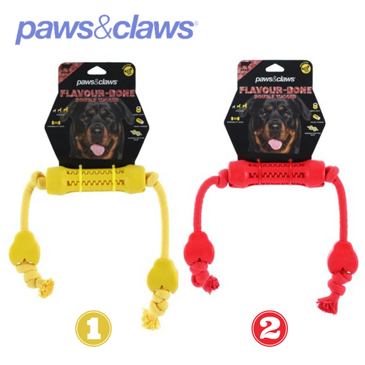 Flavour-Bone Double Tugger Beef Flavoured Rubber Toy 2 Asstd