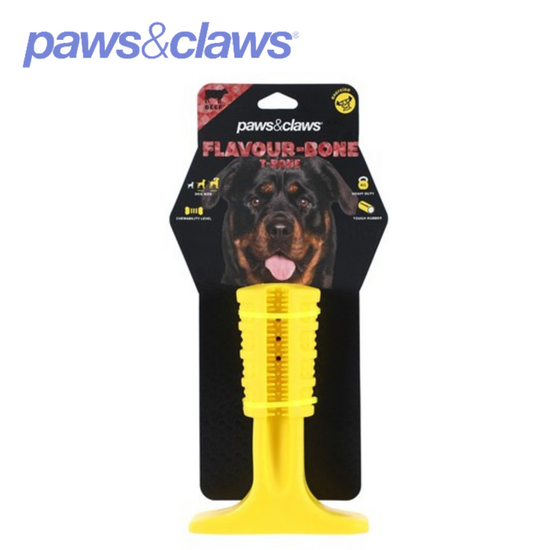 Flavour-Bone T Bone Beef Flavoured Rubber Toy Yellow