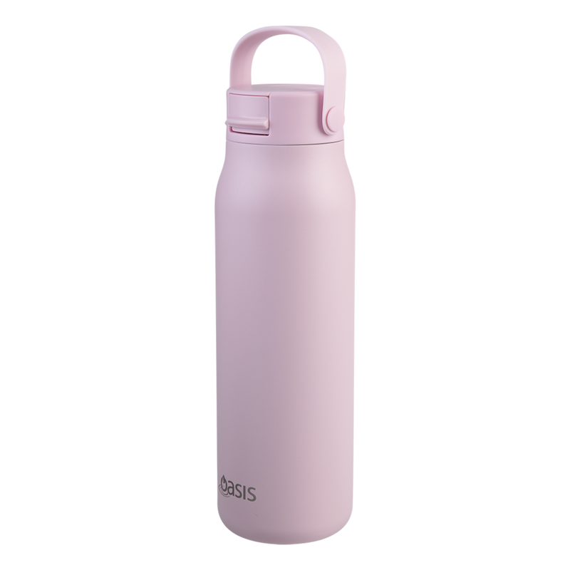 Oasis Sorrento Ceramic Lined Stainless Steel Double Wall Insulated Sipper Bottle 900ml Pink Lemonade image 2