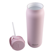 Oasis Sorrento Ceramic Lined Stainless Steel Double Wall Insulated Sipper Bottle 900ml Pink Lemonade image 5 – thumbnail