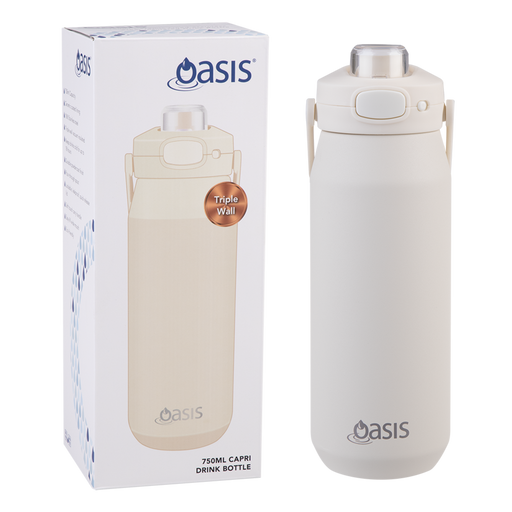 White ceramic lined insulated water bottle 750ml