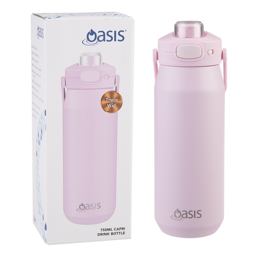 Pink ceramic lined insulated water bottle 750ml
