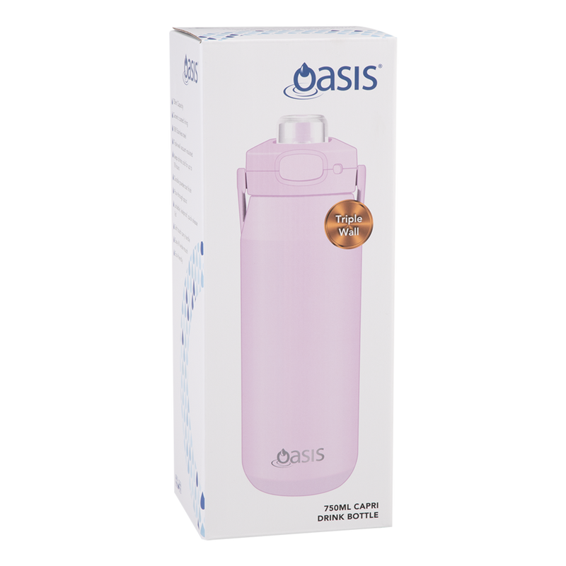 Oasis Capri Ceramic Lined Stainless Steel Triple Wall Insulated Drink Bottle 750ml Pink Lemonade image 3