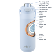 Oasis Capri Ceramic Lined Stainless Steel Triple Wall Insulated Drink Bottle 750ml Periwinkle image 16 – thumbnail