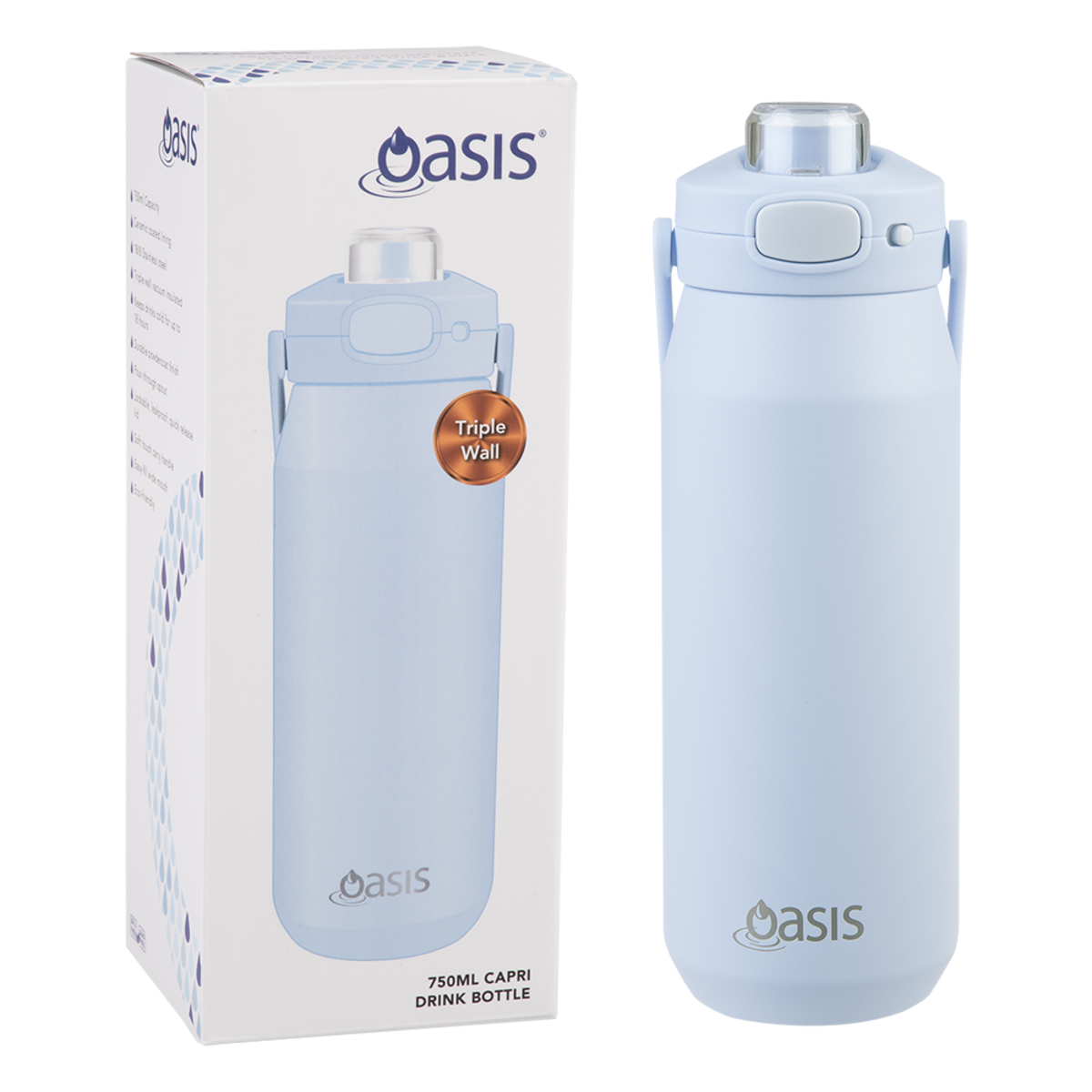 Oasis Capri Periwinkle Ceramic Bottle 750ml — Ronis