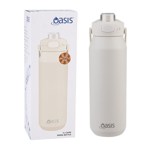 Large white ceramic lined water bottle 1 litre