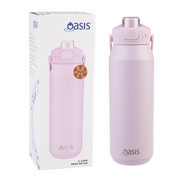 Large pink ceramic lined water bottle 1 litre – thumbnail