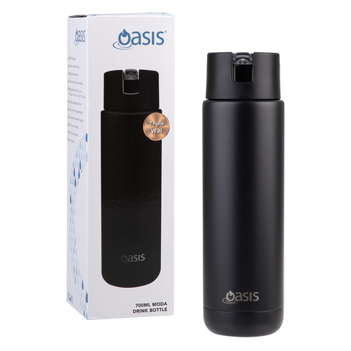 Black ceramic lined insulated water bottle with straw