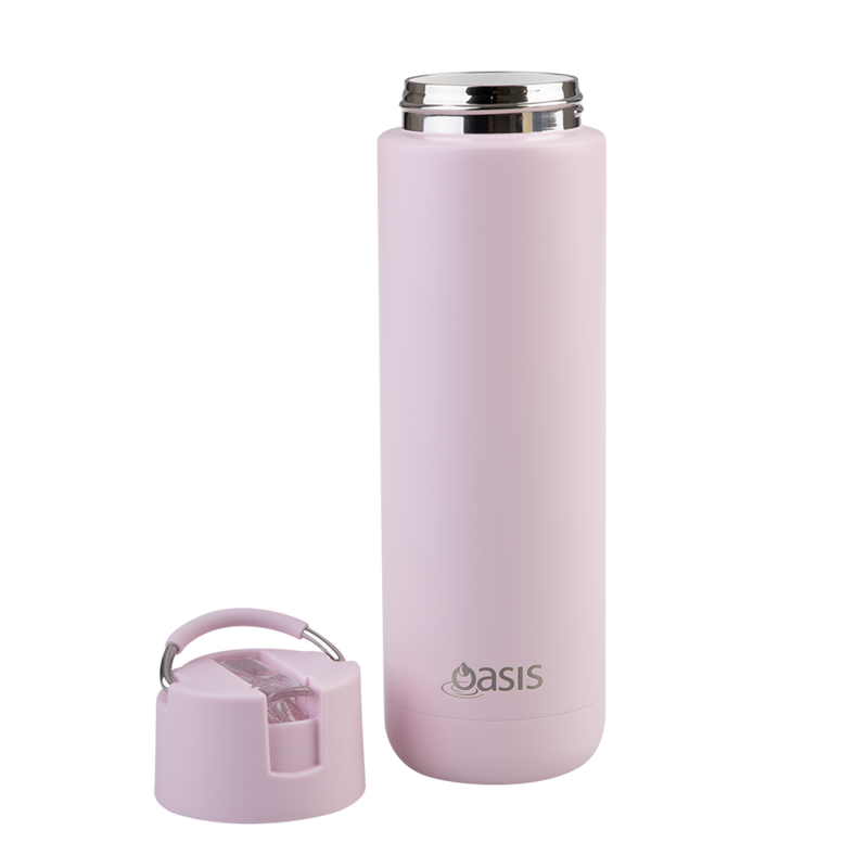 Oasis Moda Ceramic Lined Stainless Steel Triple Wall Insulated Drink Bottle with straw 700ml Pink Lemonade image 10