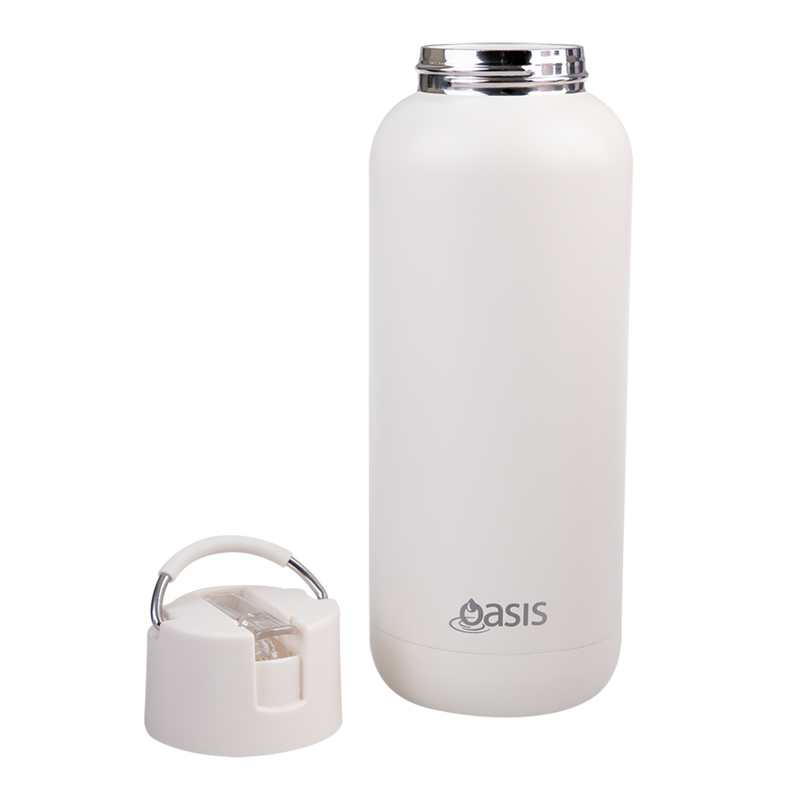Oasis Moda Ceramic Lined Stainless Steel Triple Wall Insulated Drink Bottle with straw 1 Litre Alabaster image 10
