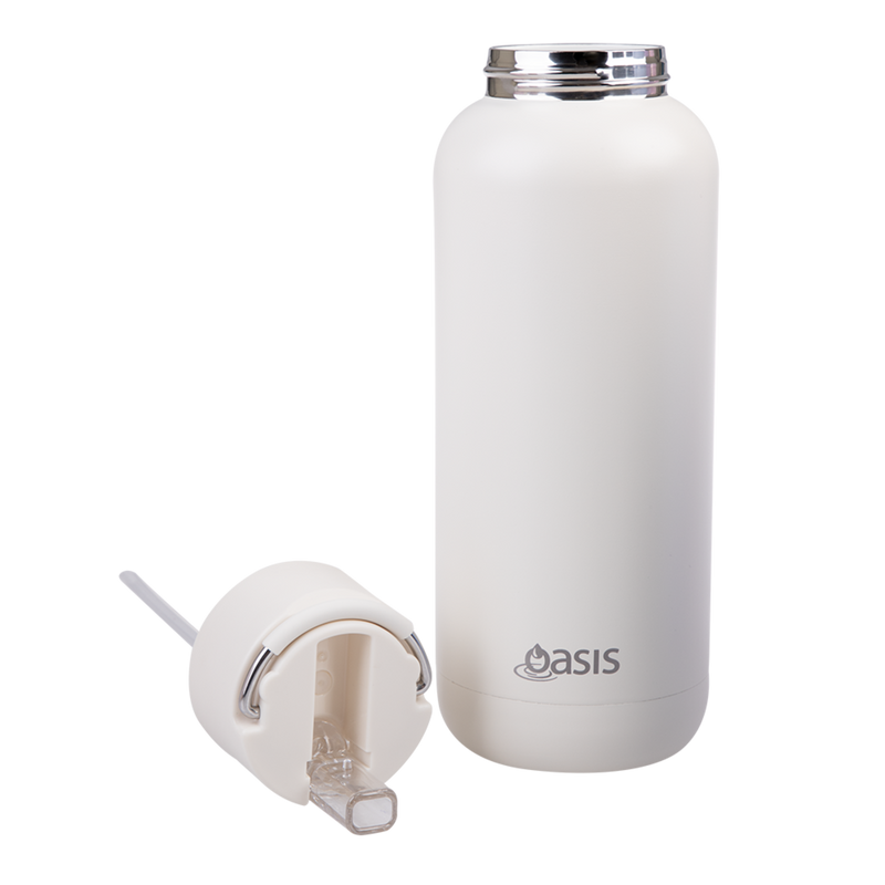 Oasis Moda Ceramic Lined Stainless Steel Triple Wall Insulated Drink Bottle with straw 1 Litre Alabaster image 11