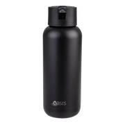 Oasis Moda Ceramic Lined Stainless Steel Triple Wall Insulated Drink Bottle with straw 1 Litre Black image 2 – thumbnail