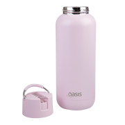 Oasis Moda Ceramic Lined Stainless Steel Triple Wall Insulated Drink Bottle with straw 1 Litre Pink Lemonade image 10 – thumbnail