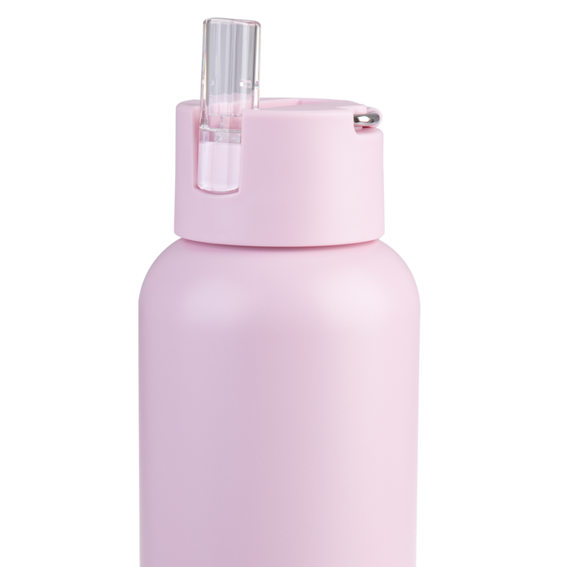 Oasis Moda Ceramic Lined Stainless Steel Triple Wall Insulated Drink Bottle with straw 1 Litre Pink Lemonade image 8