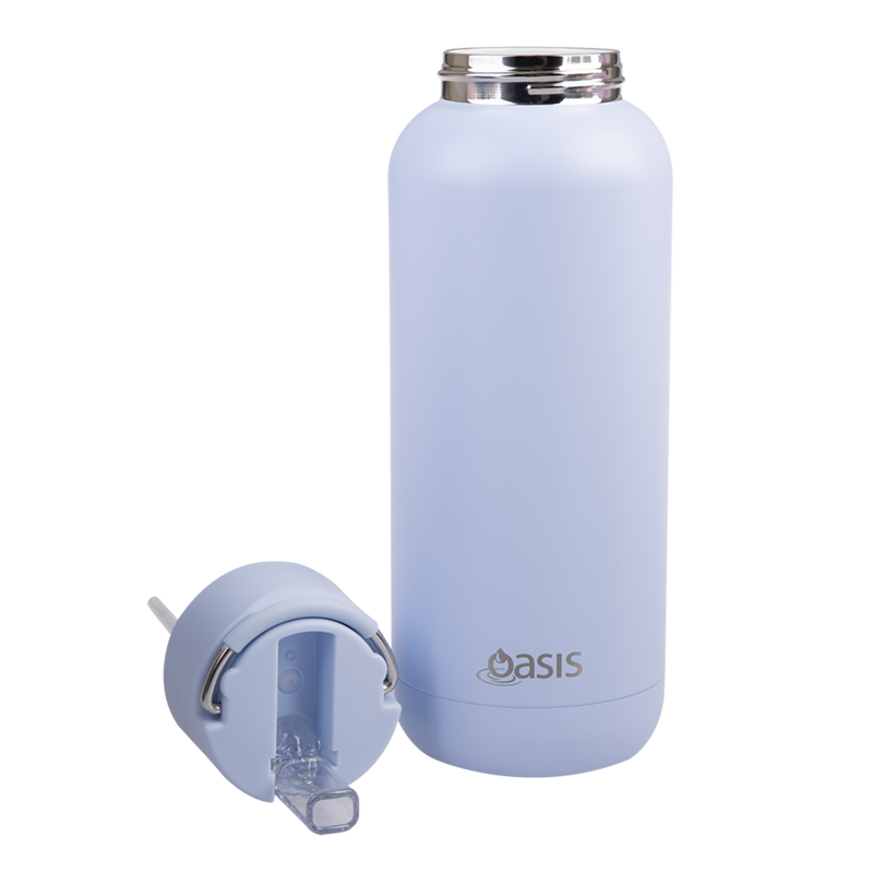 Oasis Moda Ceramic Lined Stainless Steel Triple Wall Insulated Drink Bottle with straw 1 Litre Periwinkle image 11