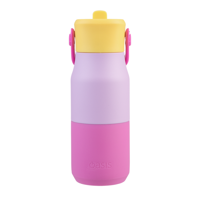 Oasis Stainless Steel Double Wall Insulated JNR Drink Bottle with Sipper 400ml Bubblegum Pink image 3