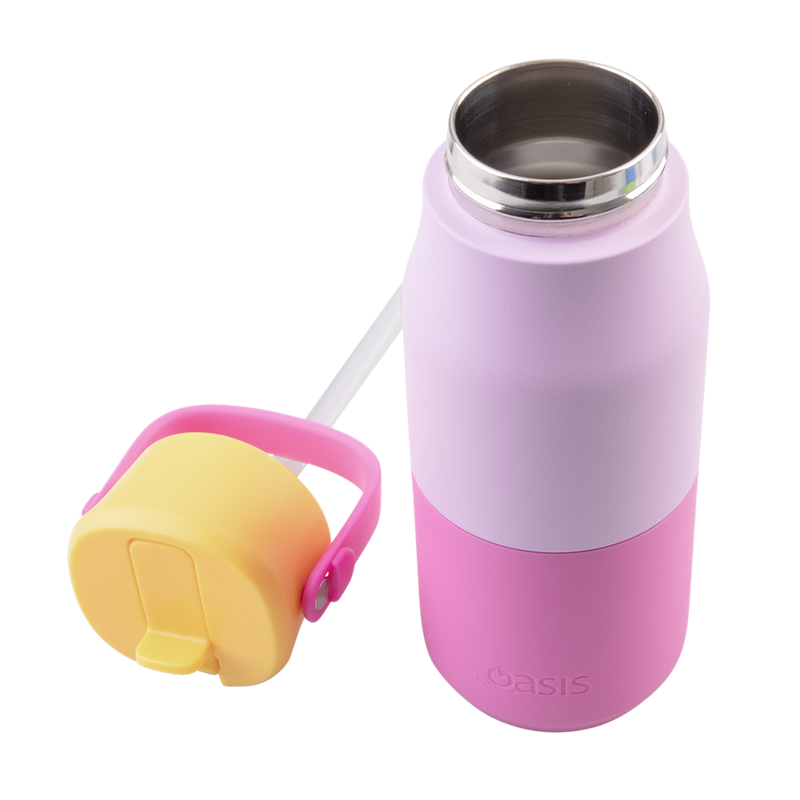 Oasis Stainless Steel Double Wall Insulated JNR Drink Bottle with Sipper 400ml Bubblegum Pink image 4