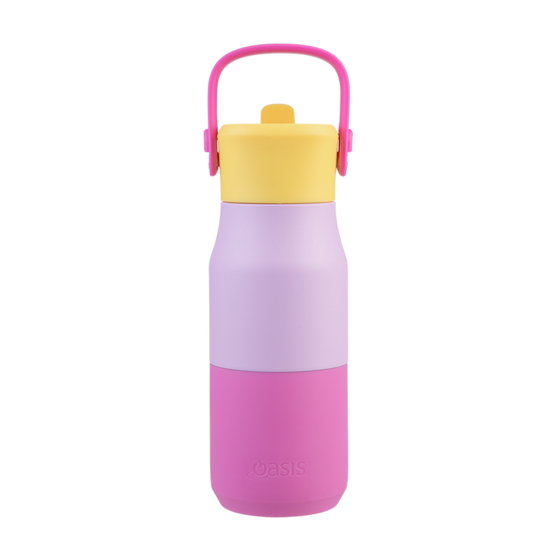 Pink kids insulated water bottle with sipper 400ml