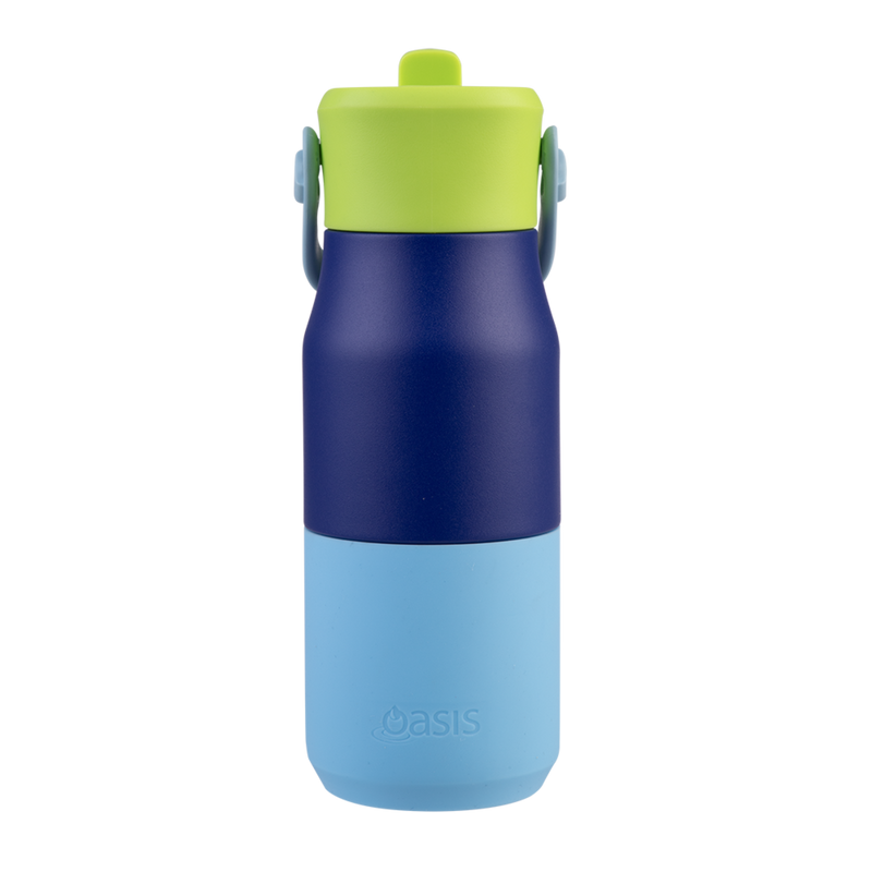 Oasis Stainless Steel Double Wall Insulated JNR Drink Bottle with Sipper 400ml Peacock Blue image 3
