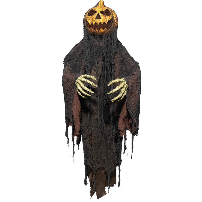 Hanging pumpkin man Halloween animatronic decoration