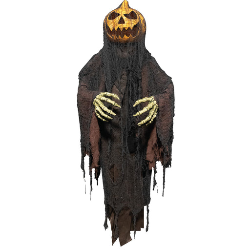 Hanging pumpkin man Halloween animatronic decoration