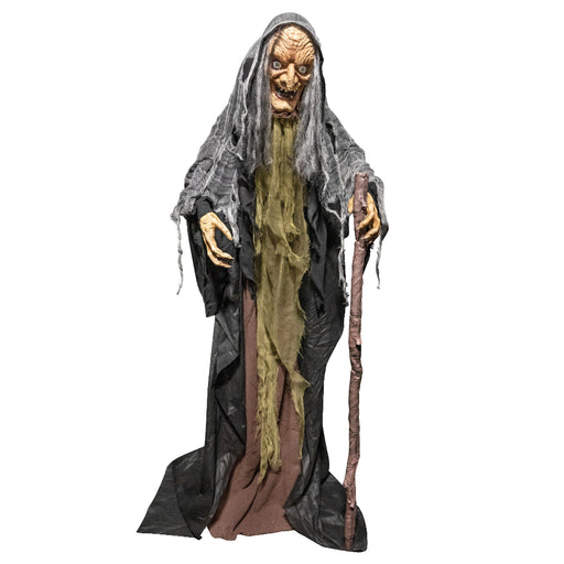 Halloween witch with cane animatronic decoration