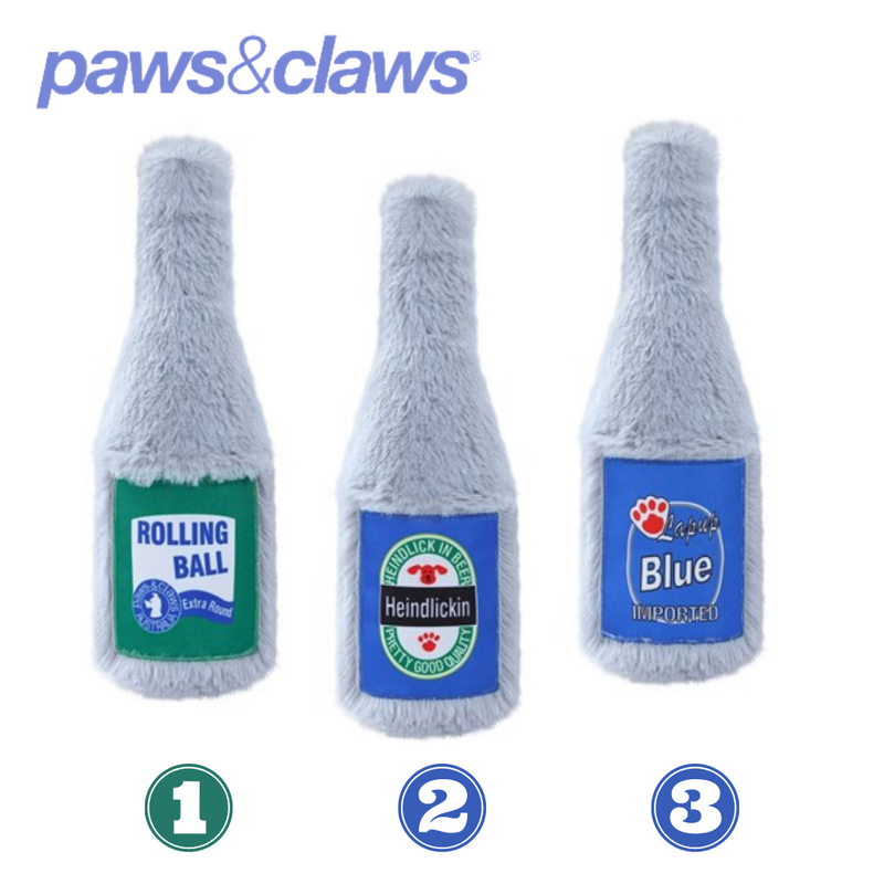 Furry Beer Bottle Plush 3 Asstd 22x8cm