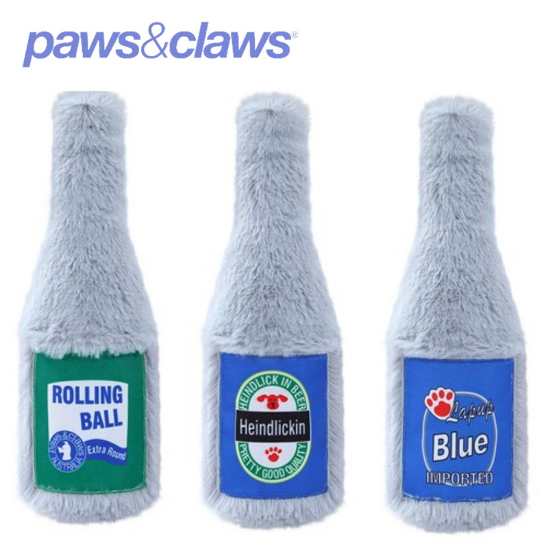 Furry Beer Bottle Plush 3 Asstd 22x8cm