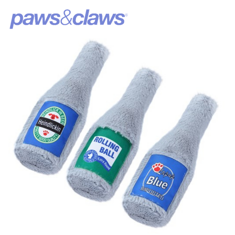 Furry Beer Bottle Plush 3 Asstd 22x8cm
