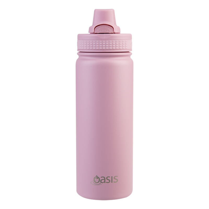 Pink blush insulated water bottle quick release lid