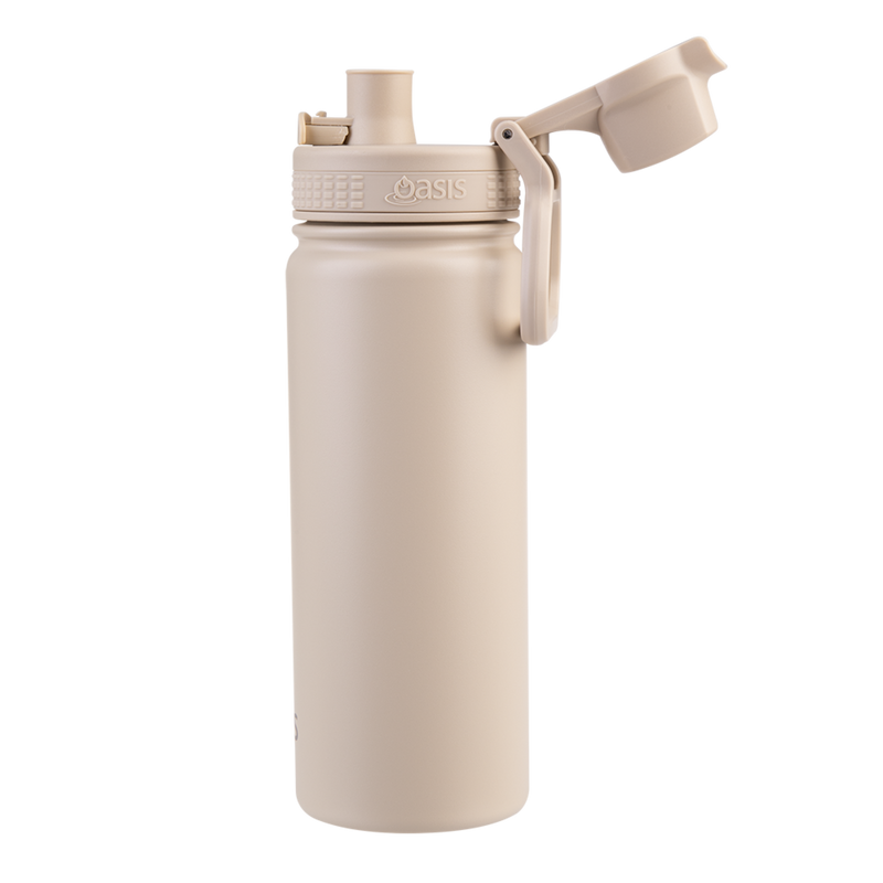 Oasis Challenger Stainless Steel Double Wall Insulated Drink Bottle Quick Release lid 550ml Oat image 2