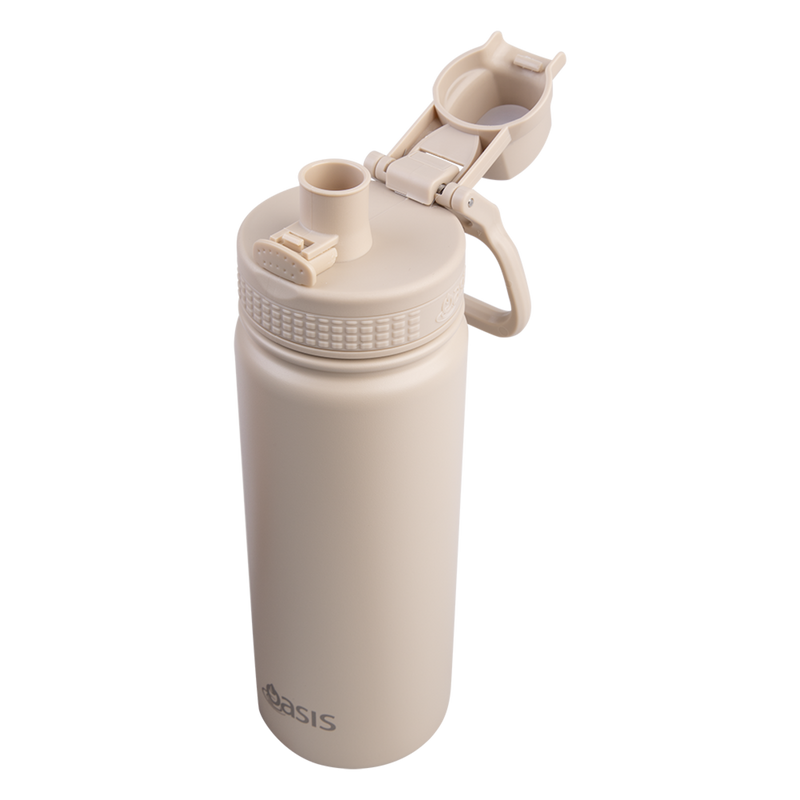 Oasis Challenger Stainless Steel Double Wall Insulated Drink Bottle Quick Release lid 550ml Oat image 3