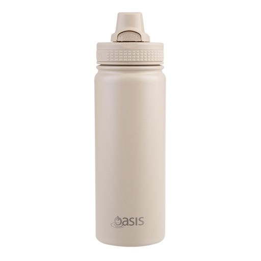 Beige oat insulated water bottle quick release lid