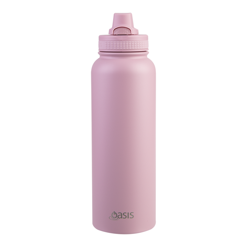 Large pink insulated water bottle 1 litre quick release