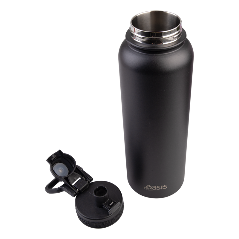 Oasis Challenger Stainless Steel Double Wall Insulated Drink Bottle Quick Release lid - 1 Litre Black image 4