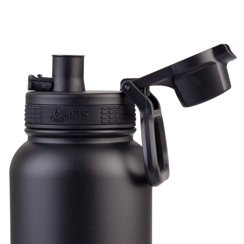Oasis Challenger Stainless Steel Double Wall Insulated Drink Bottle Quick Release lid - 1 Litre Black image 7