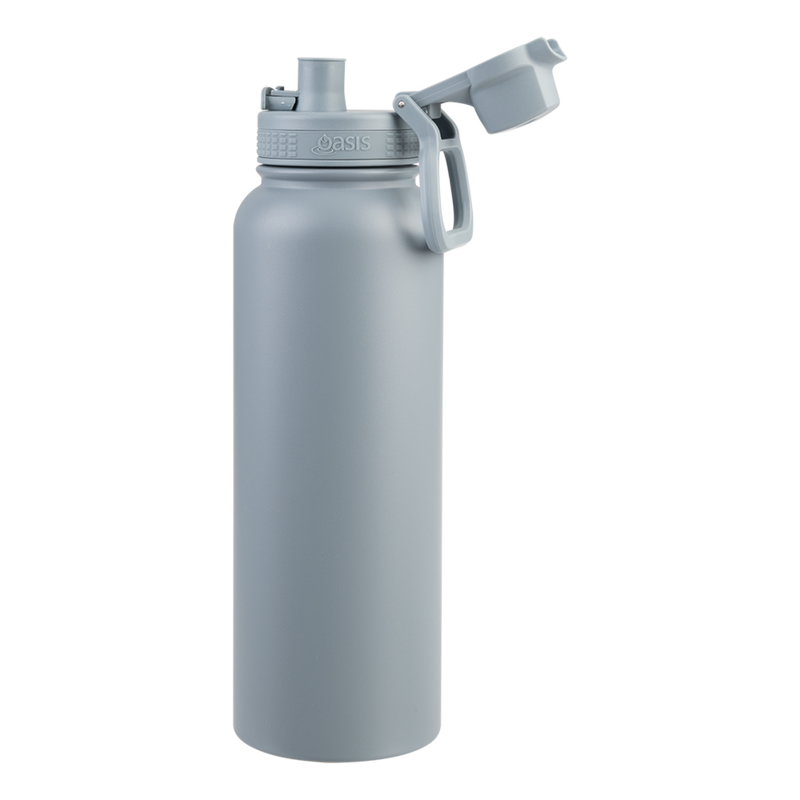 Oasis Challenger Stainless Steel Double Wall Insulated Drink Bottle Quick Release lid - 1 Litre Hazy Blue image 2