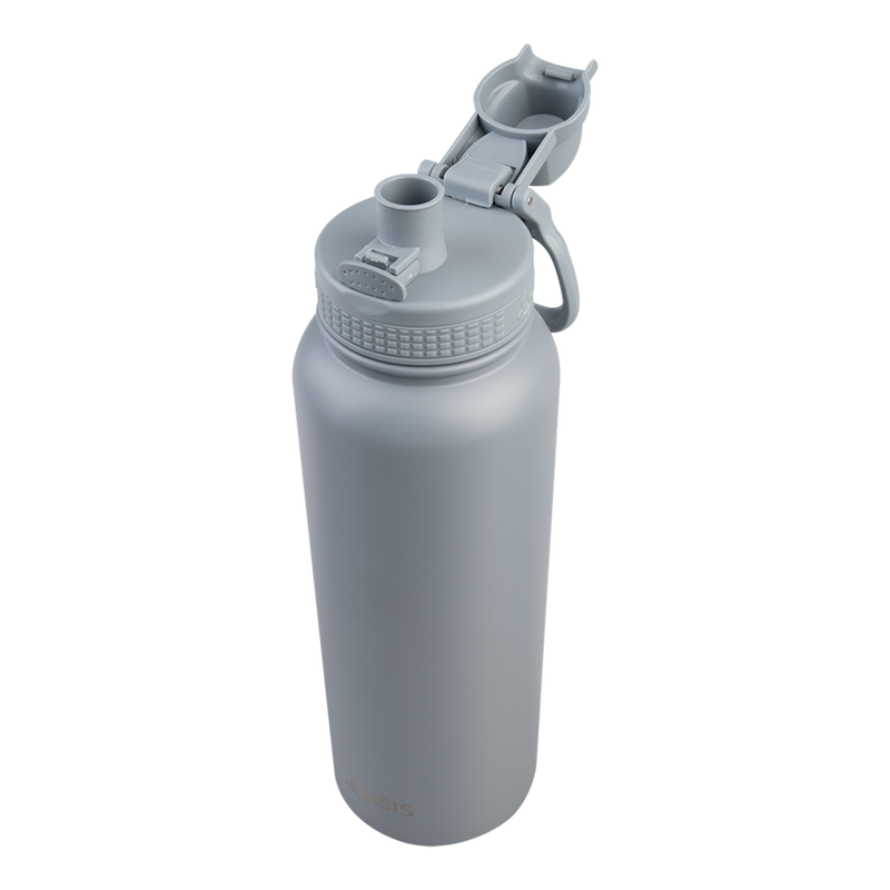 Oasis Challenger Stainless Steel Double Wall Insulated Drink Bottle Quick Release lid - 1 Litre Hazy Blue image 3