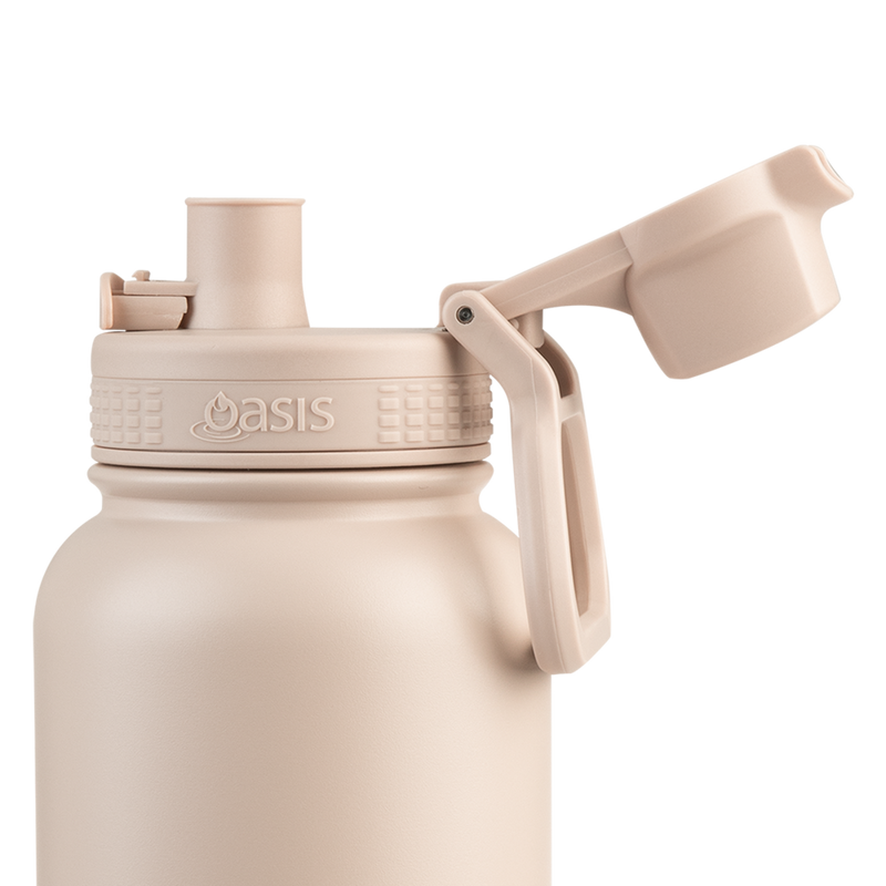 Oasis Challenger Stainless Steel Double Wall Insulated Drink Bottle Quick Release lid - 1 Litre Oat image 7