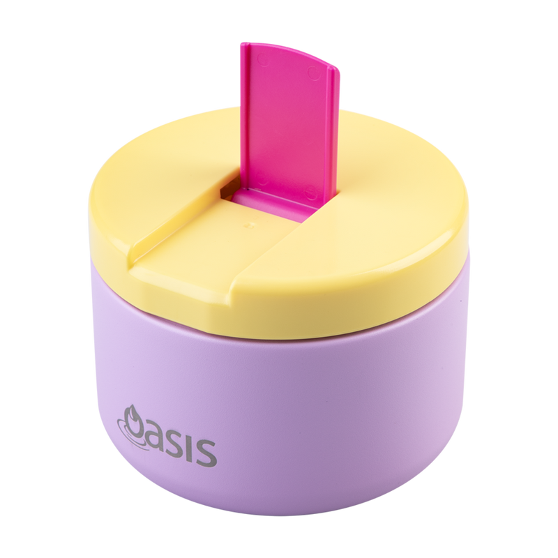 Oasis Stainless Steel Double Wall Insulated JNR Food Flask with Quick Release Lid 300ml Bubblegum Pink image 2