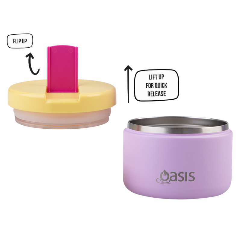 Oasis Stainless Steel Double Wall Insulated JNR Food Flask with Quick Release Lid 300ml Bubblegum Pink image 9