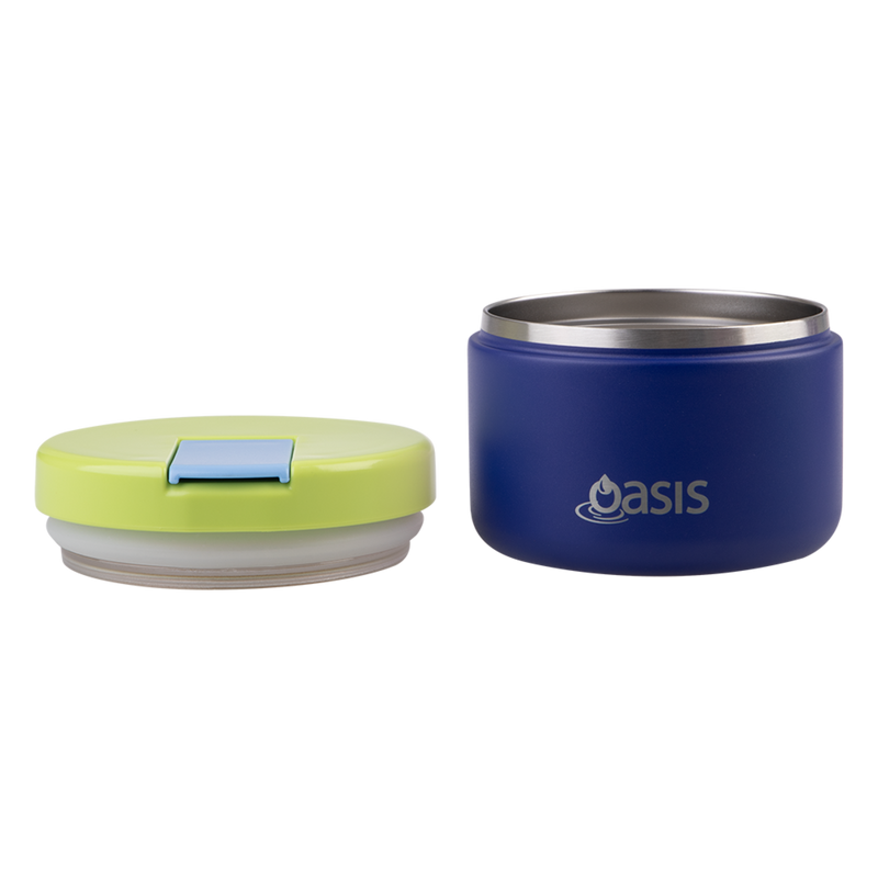 Oasis Stainless Steel Double Wall Insulated JNR Food Flask with Quick Release Lid 300ml Peacock Blue image 5