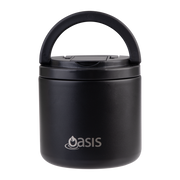 Oasis Stainless Steel Double Wall Insulated Food Flask with Quick Release Lid & Spork 550ml Black image 2 – thumbnail