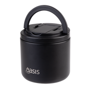 Oasis Stainless Steel Double Wall Insulated Food Flask with Quick Release Lid & Spork 550ml Black image 3 – thumbnail