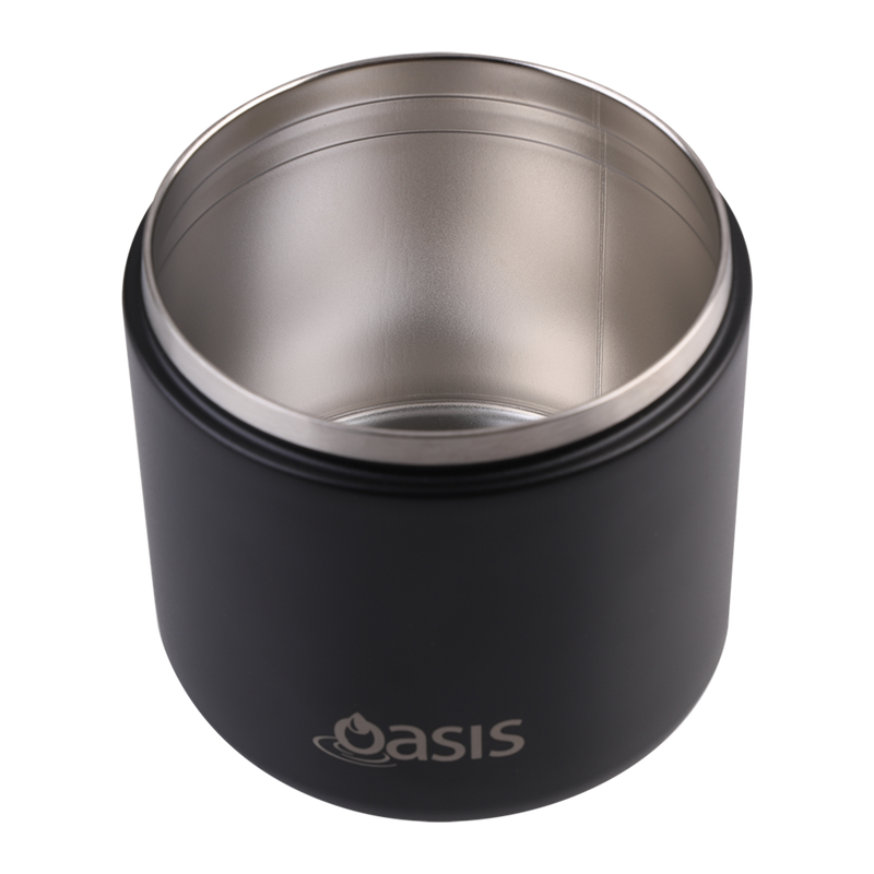 Oasis Stainless Steel Double Wall Insulated Food Flask with Quick Release Lid & Spork 550ml Black image 6