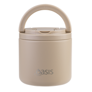 Oasis Stainless Steel Double Wall Insulated Food Flask with Quick Release Lid & Spork 550ml Latte image 2 – thumbnail